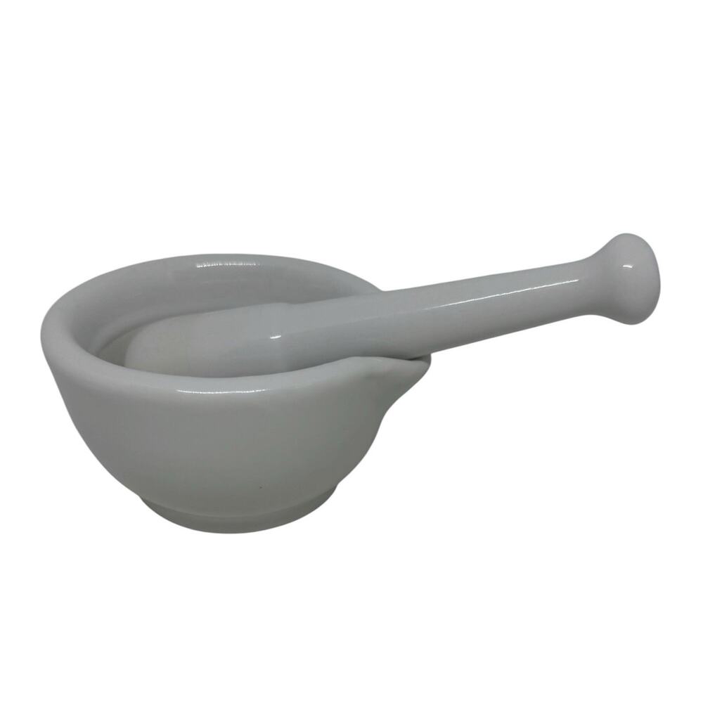 White Porcelain Mortar & Pestle Set, 5oz - Unglazed Grinding Surface Unbranded - Picture 2 of 16